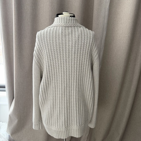 Tommy Bahama Cotton- Heavy Cable Knit Sweater Cream White Women's Sz L Full Zip - Picture 2 of 13